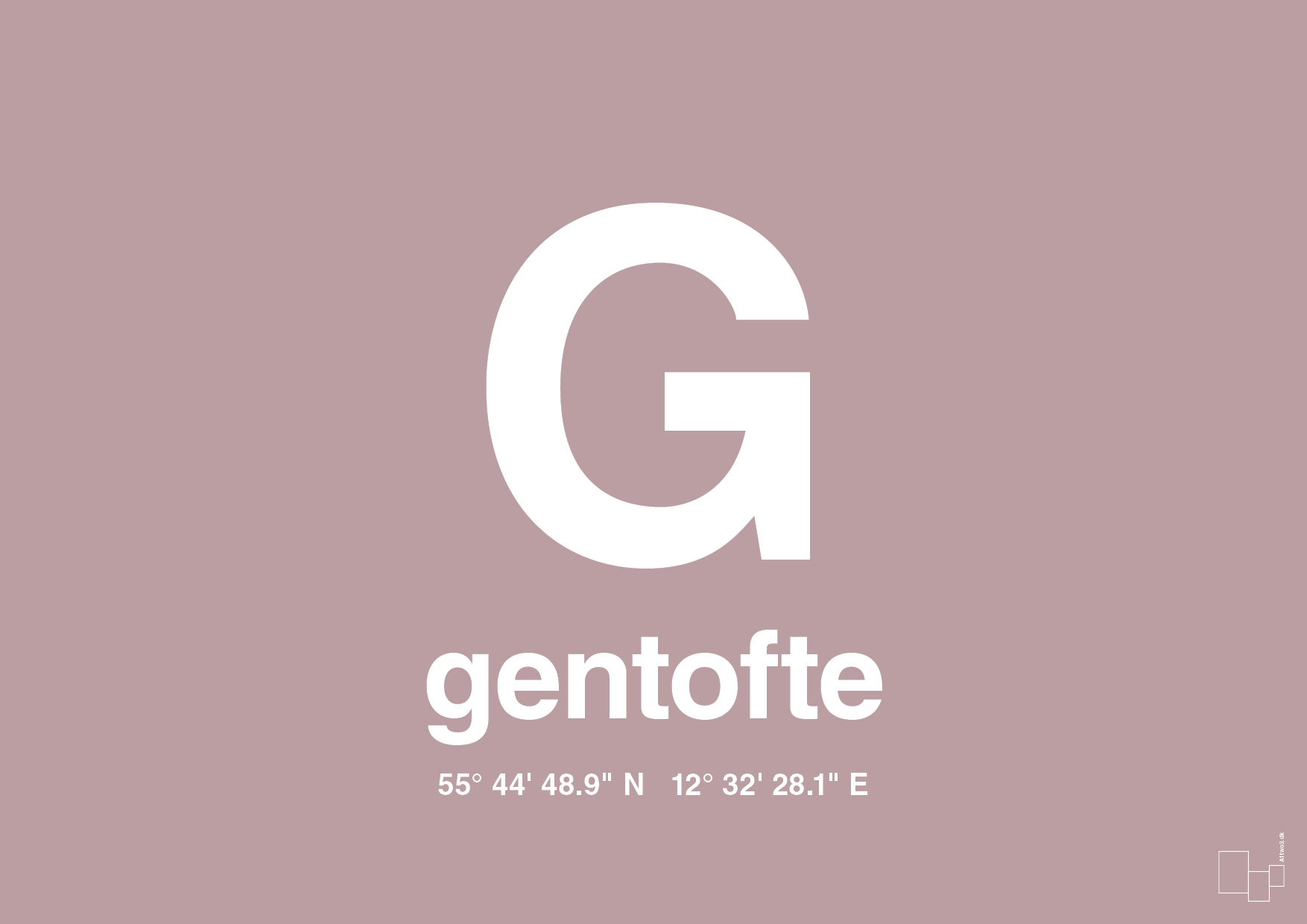 plakat: byplakat gentofte med koordinater - light rose-Byer-A1two3