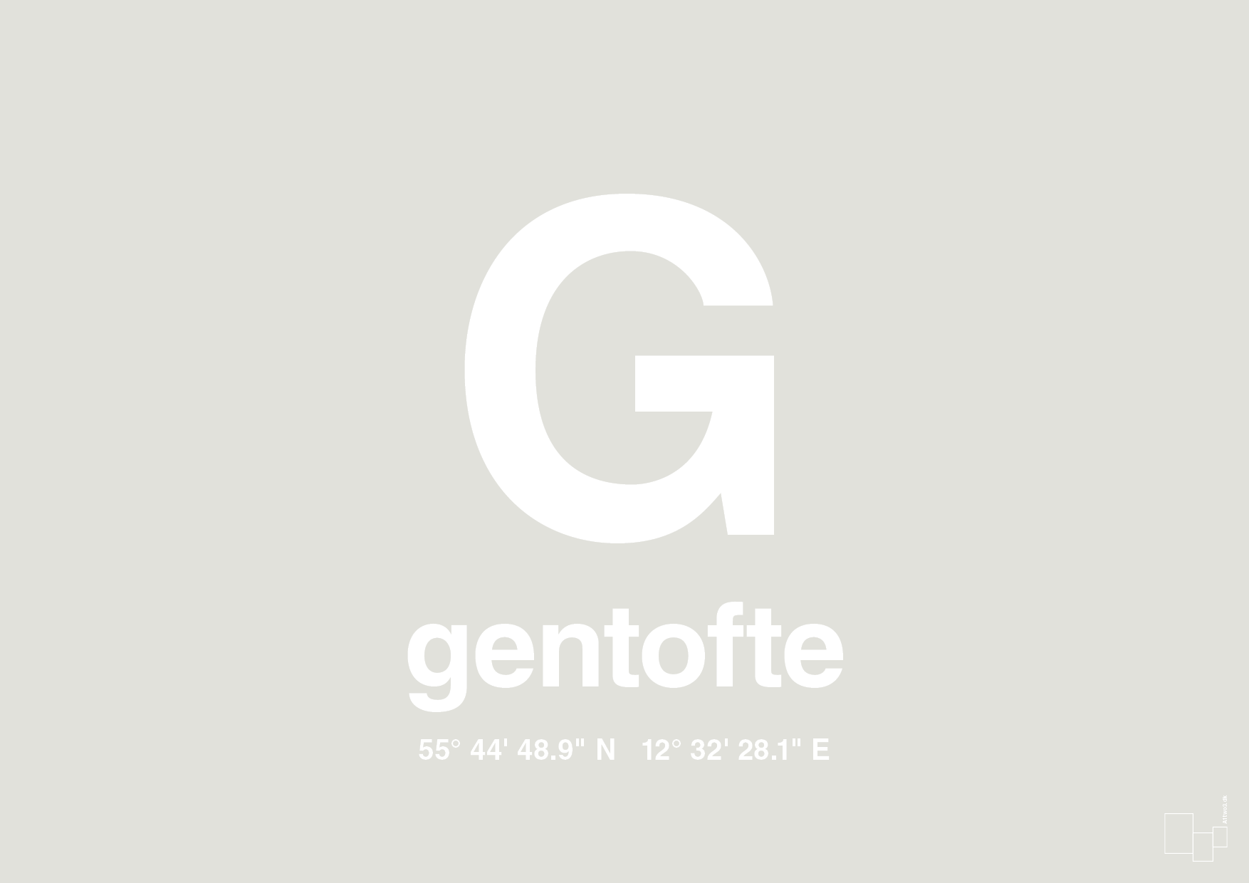 plakat: byplakat gentofte med koordinater - painters white-Byer-A1two3