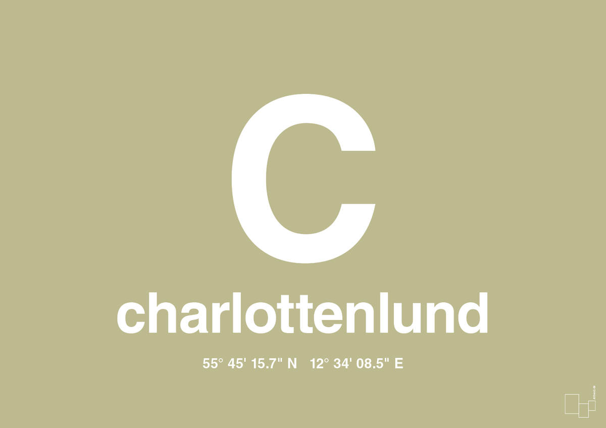 plakat: byplakat charlottenlund med koordinater - back to nature-Byer-A1two3