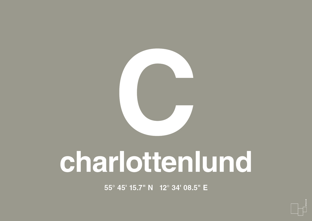 plakat: byplakat charlottenlund med koordinater - battleship gray-Byer-A1two3