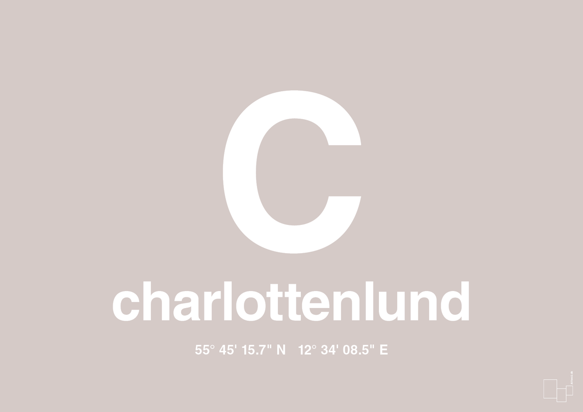 plakat: byplakat charlottenlund med koordinater - broken beige-Byer-A1two3
