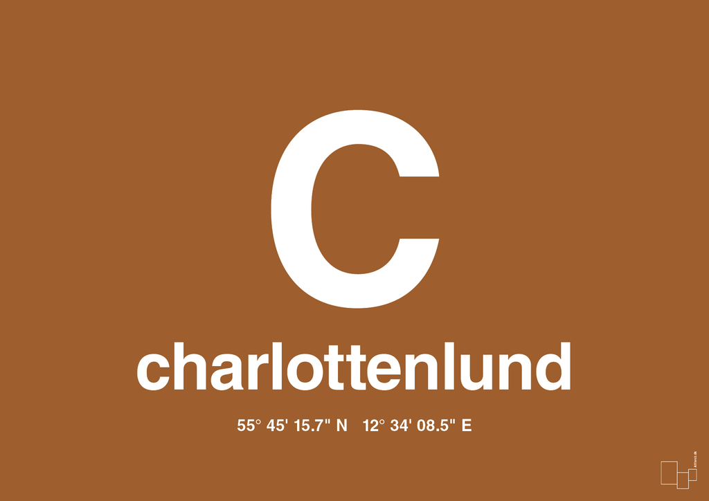 plakat: byplakat charlottenlund med koordinater - cognac-Byer-A1two3
