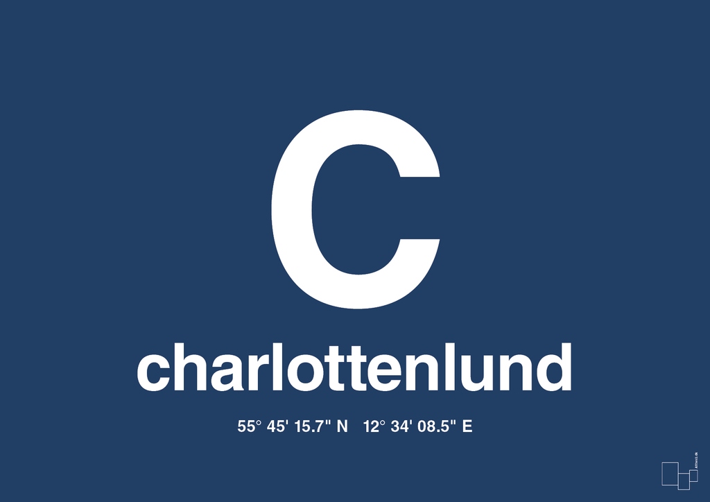plakat: byplakat charlottenlund med koordinater - lapis blue-Byer-A1two3