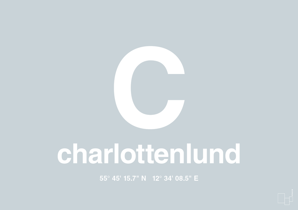 plakat: byplakat charlottenlund med koordinater - light drizzle-Byer-A1two3