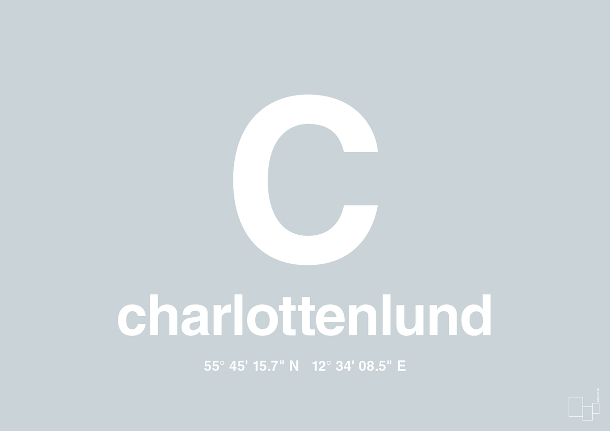 plakat: byplakat charlottenlund med koordinater - light drizzle-Byer-A1two3