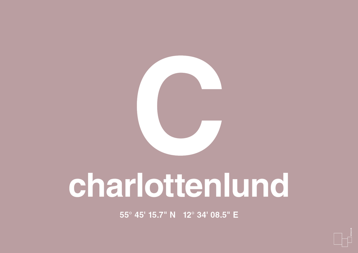 plakat: byplakat charlottenlund med koordinater - light rose-Byer-A1two3