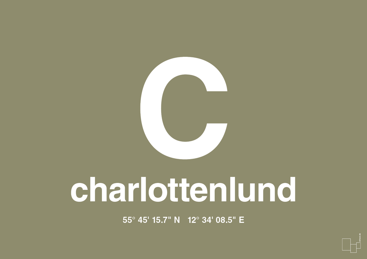 plakat: byplakat charlottenlund med koordinater - misty forrest-Byer-A1two3