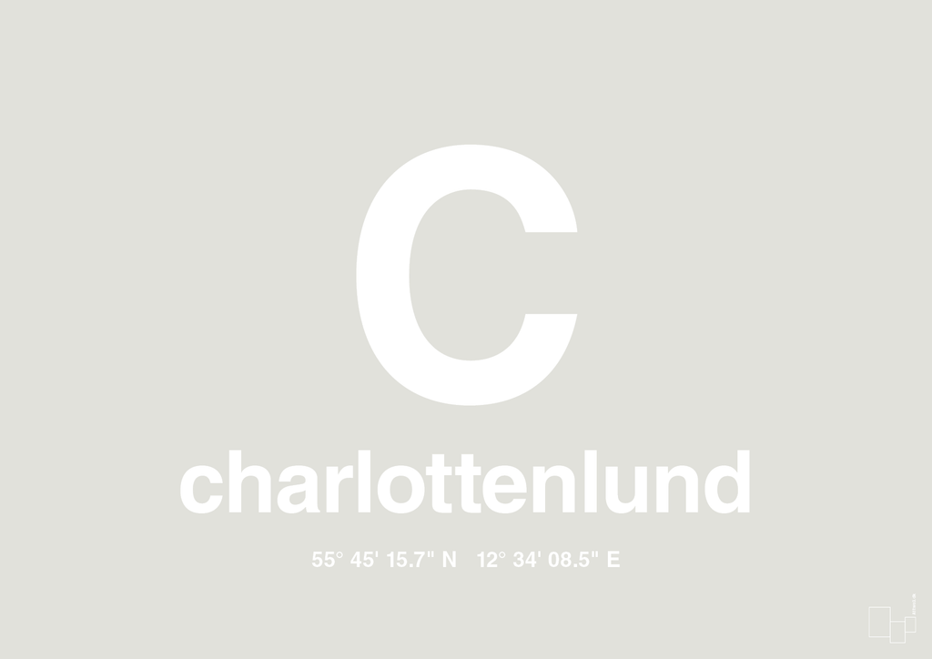plakat: byplakat charlottenlund med koordinater - painters white-Byer-A1two3