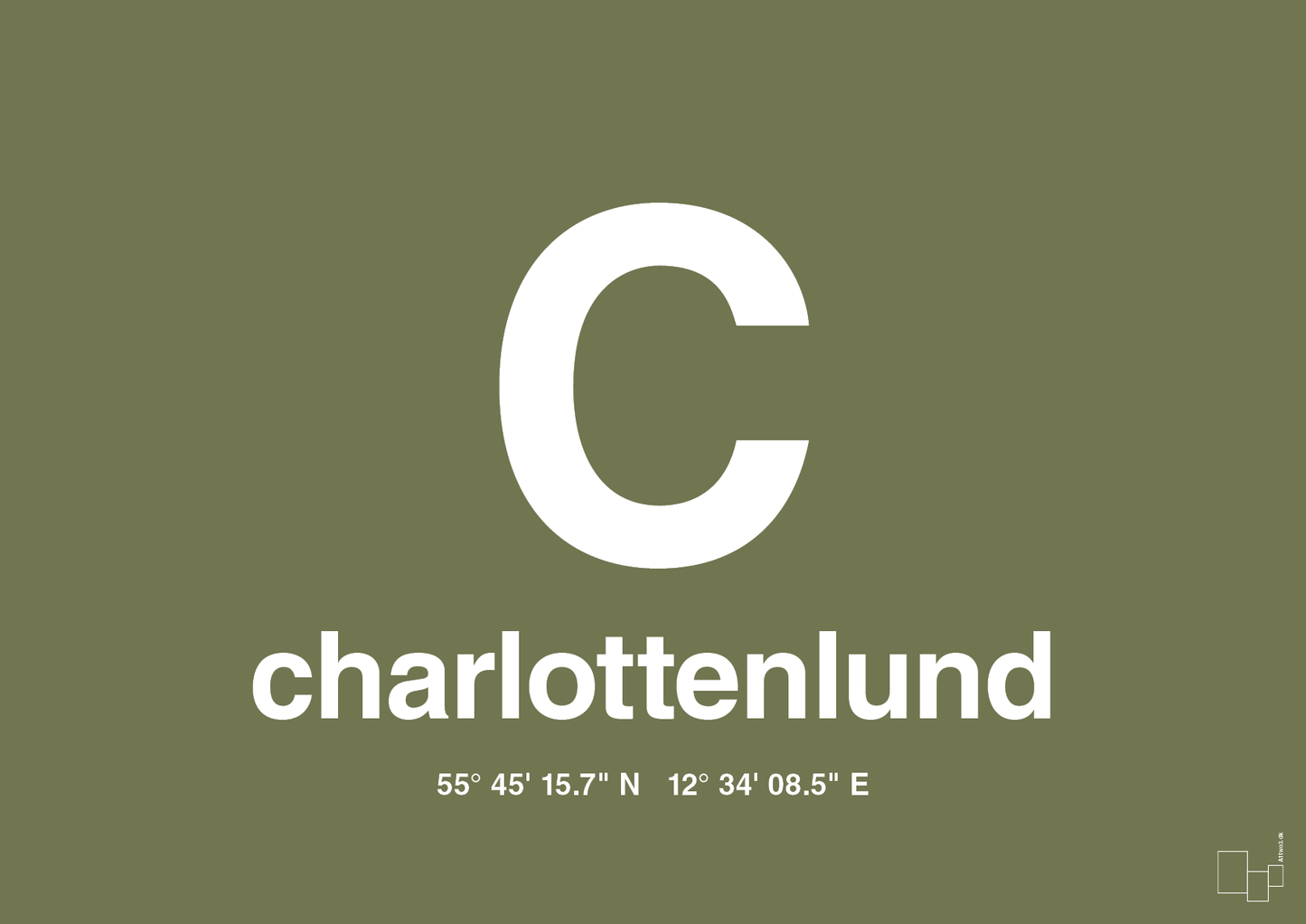 plakat: byplakat charlottenlund med koordinater - secret meadow-Byer-A1two3