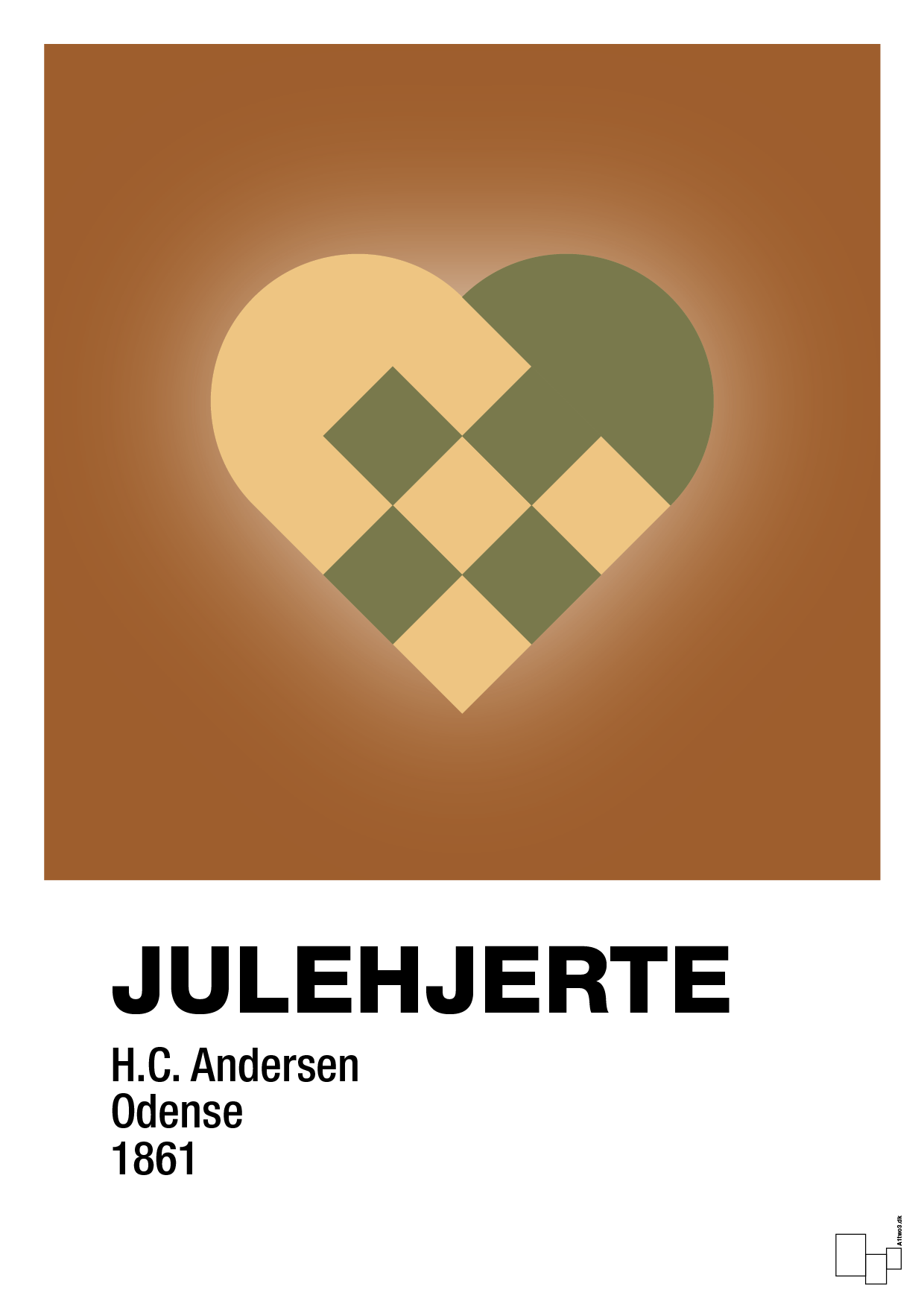plakat: julepynt julehjerte - cognac-Jul-A1two3