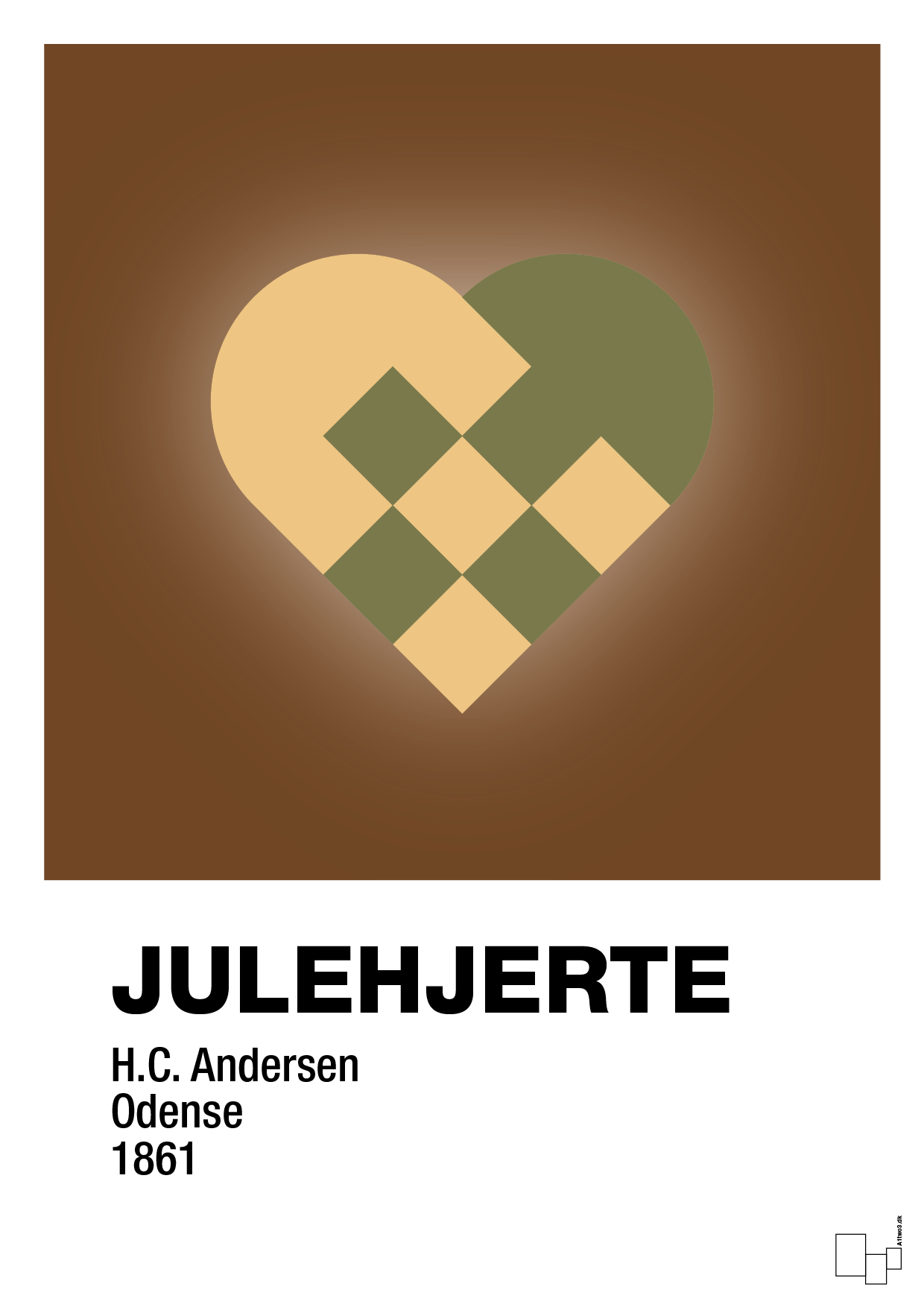 plakat: julepynt julehjerte - dark brown-Jul-A1two3
