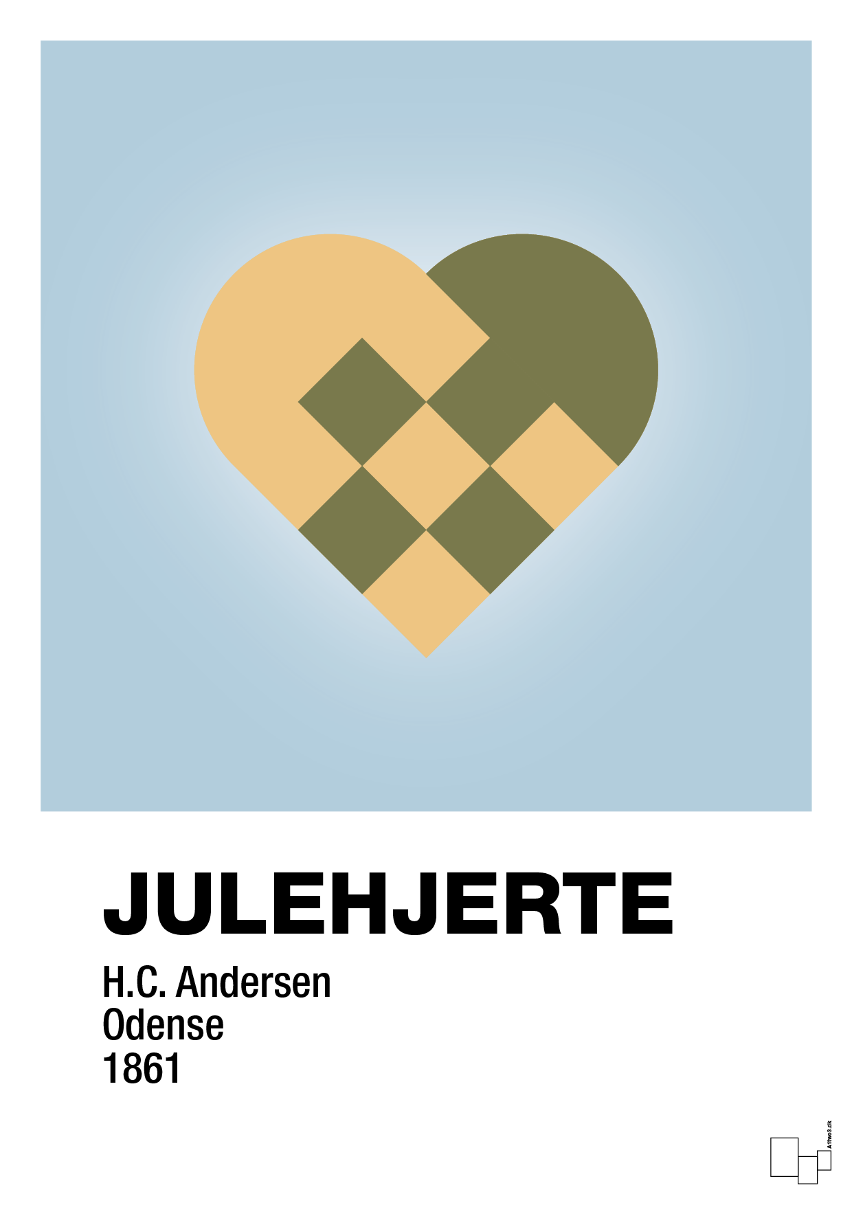 plakat: julepynt julehjerte - heavenly blue-Jul-A1two3