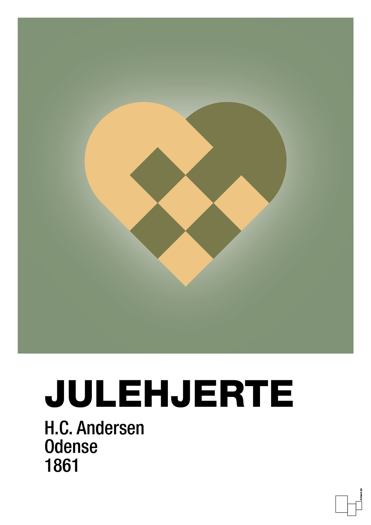 plakat: julepynt julehjerte - jade-Jul-A1two3