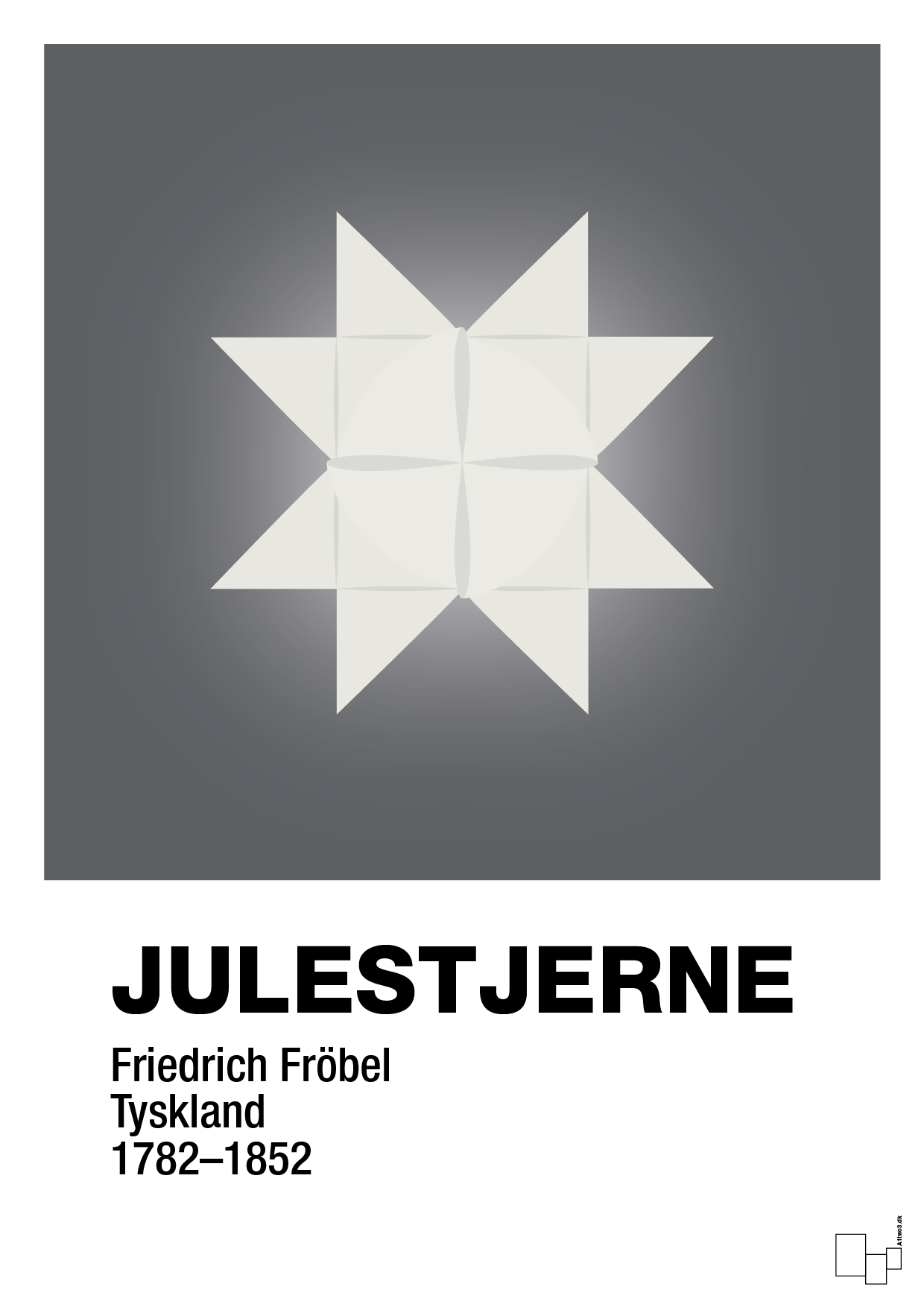 plakat: julepynt julestjerne - graphic charcoal-Jul-A1two3