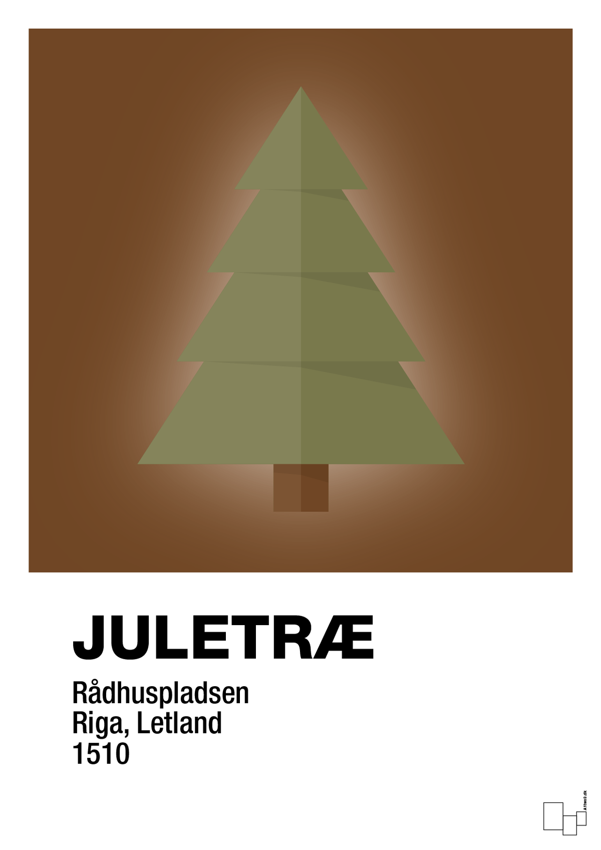 plakat: julepynt juletræ - dark brown-Jul-A1two3
