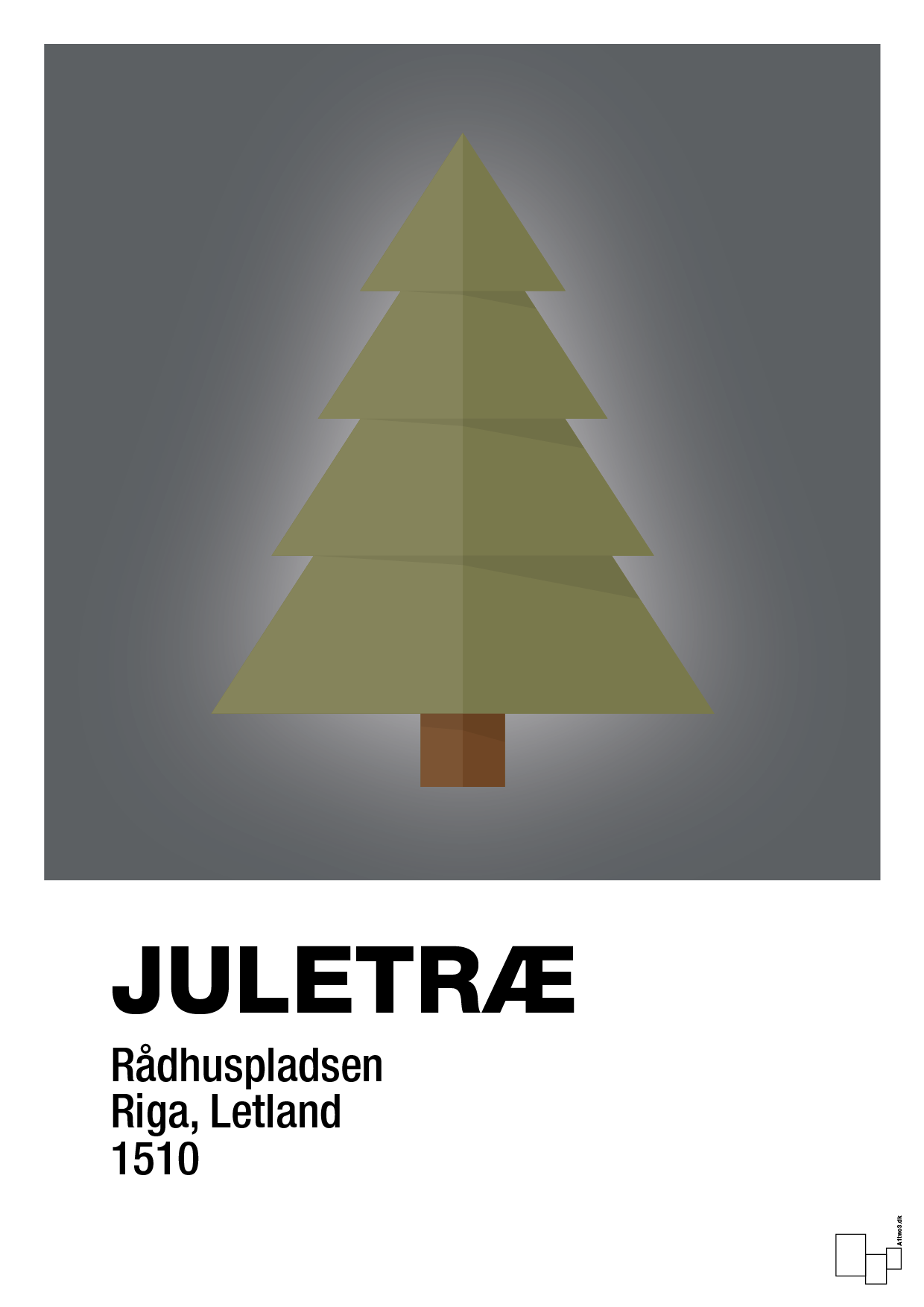 plakat: julepynt juletræ - graphic charcoal-Jul-A1two3