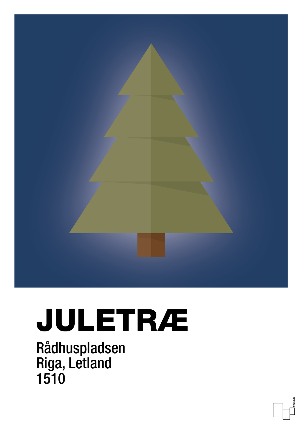 plakat: julepynt juletræ - lapis blue-Jul-A1two3