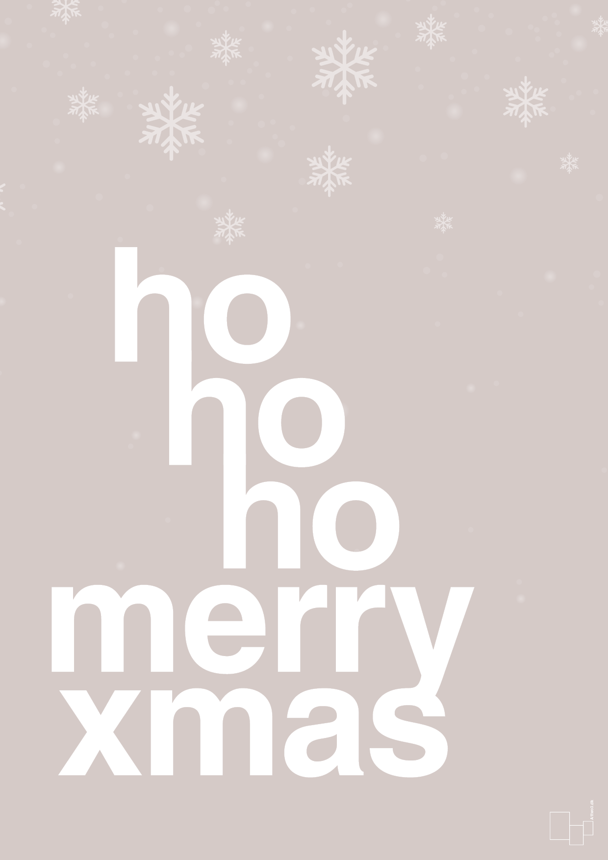 plakat: ho ho ho merry xmas - broken beige-Jul-A1two3
