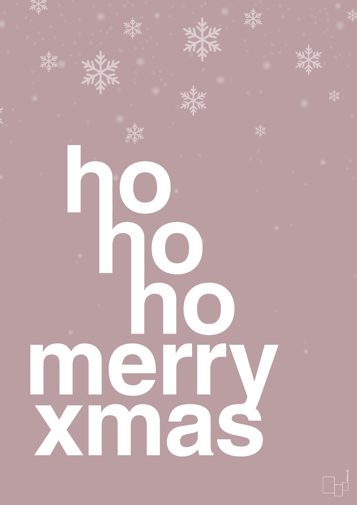 plakat: ho ho ho merry xmas - light rose-Jul-A1two3