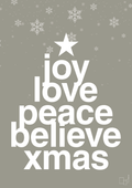 plakat: joy love peace belive xmas - battleship gray-Jul-A1two3