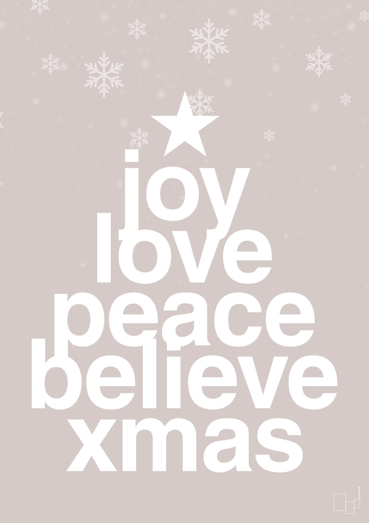 plakat: joy love peace belive xmas - broken beige-Jul-A1two3