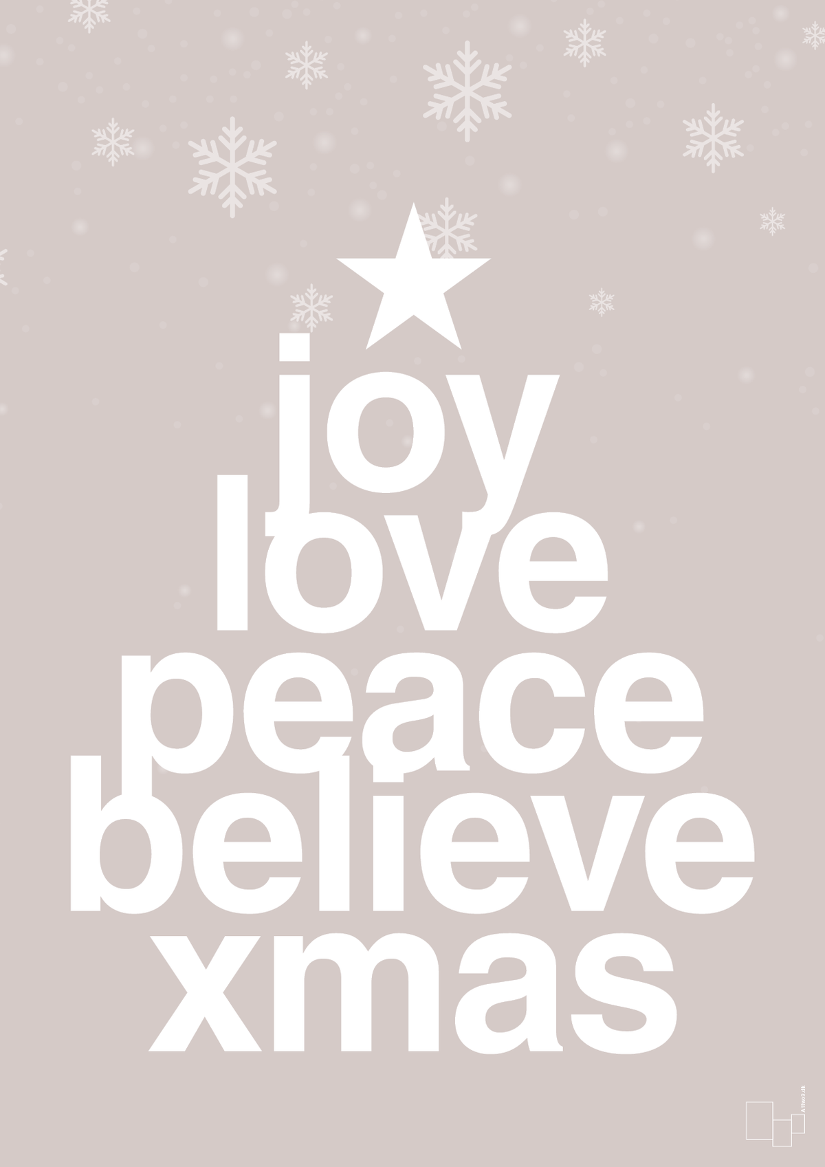 plakat: joy love peace belive xmas - broken beige-Jul-A1two3