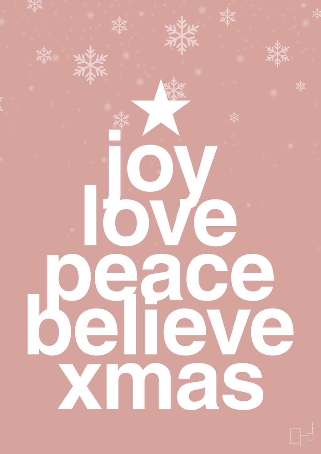 plakat: joy love peace belive xmas - bubble shell-Jul-A1two3