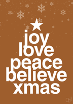 plakat: joy love peace belive xmas - cognac-Jul-A1two3