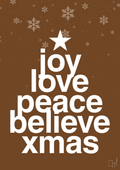 plakat: joy love peace belive xmas - dark brown-Jul-A1two3