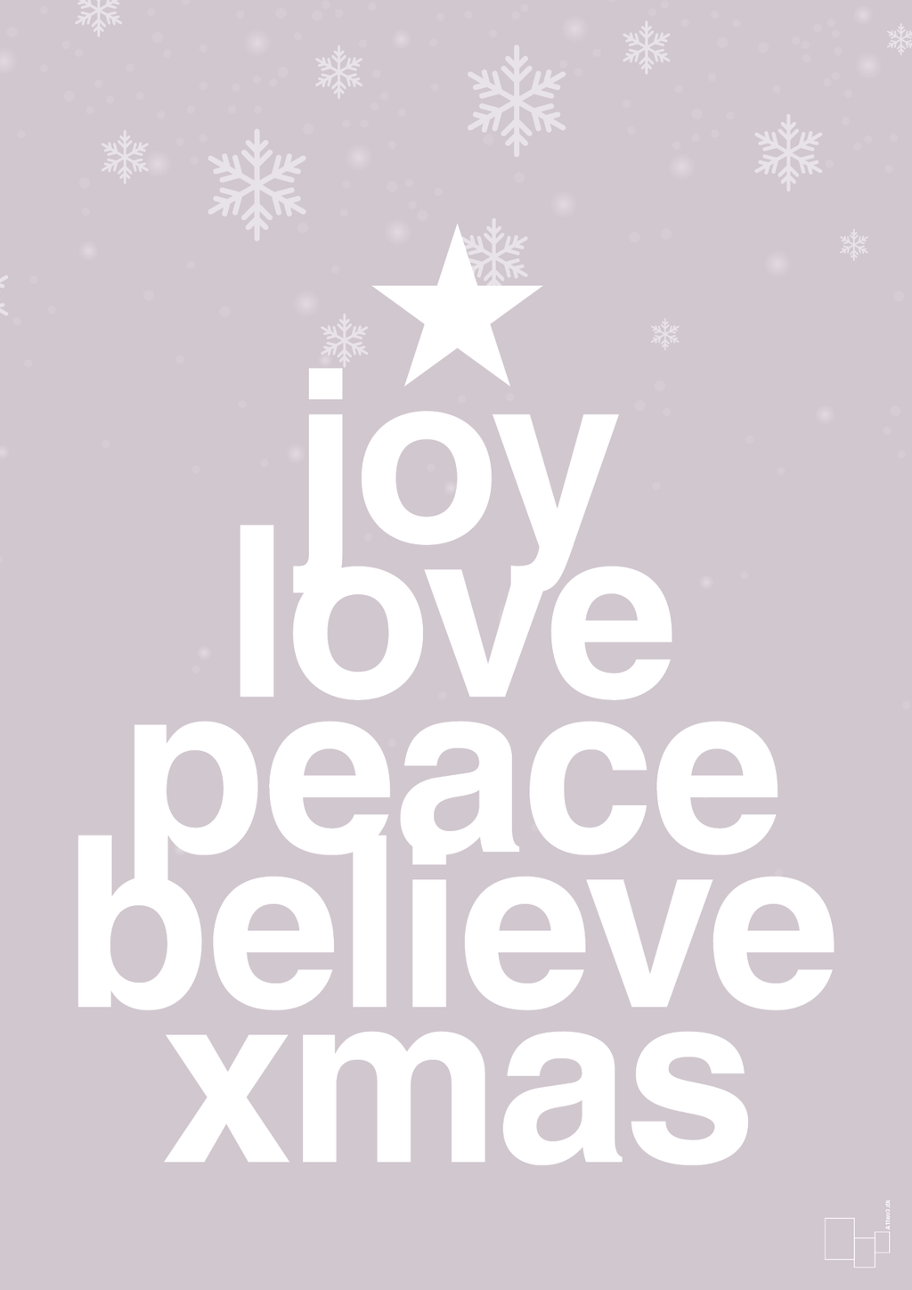 plakat: joy love peace belive xmas - dusty lilac-Jul-A1two3