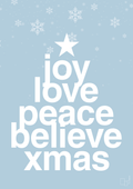 plakat: joy love peace belive xmas - heavenly blue-Jul-A1two3