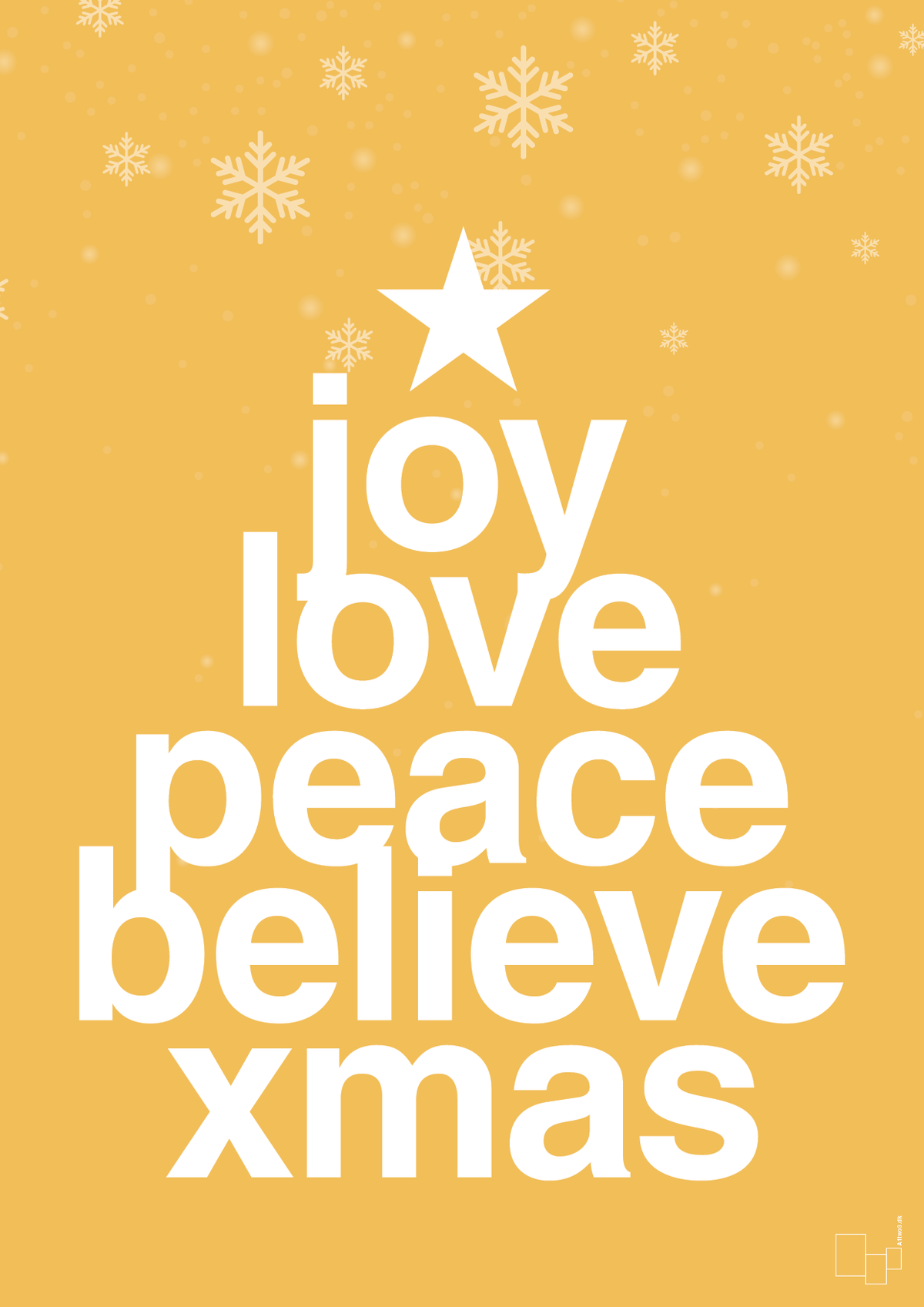 plakat: joy love peace belive xmas - honeycomb-Jul-A1two3