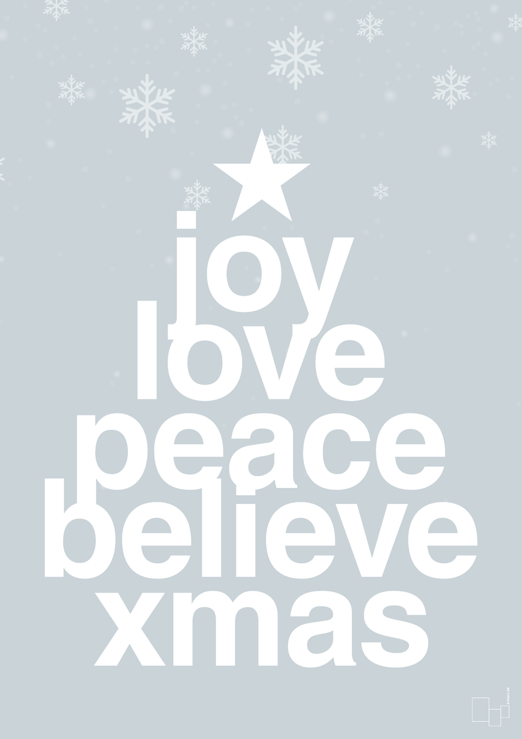 plakat: joy love peace belive xmas - light drizzle-Jul-A1two3