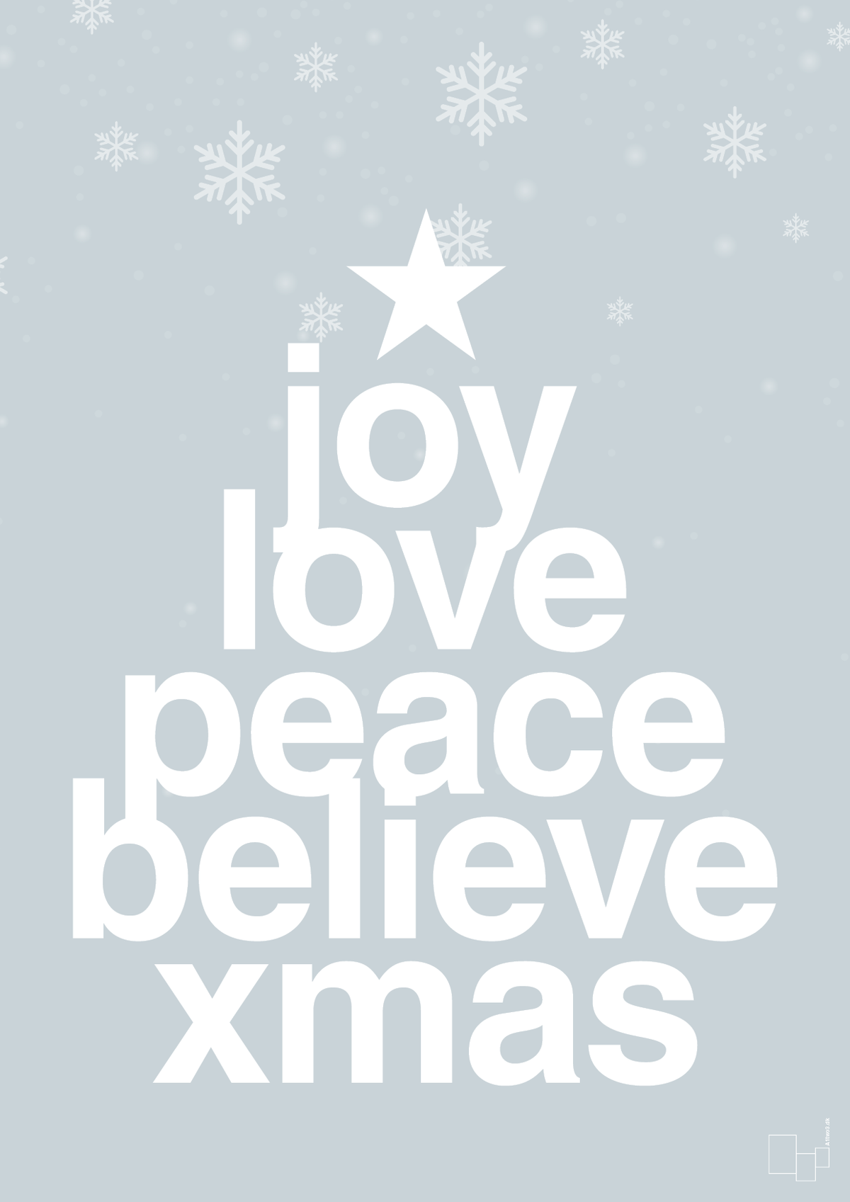 plakat: joy love peace belive xmas - light drizzle-Jul-A1two3
