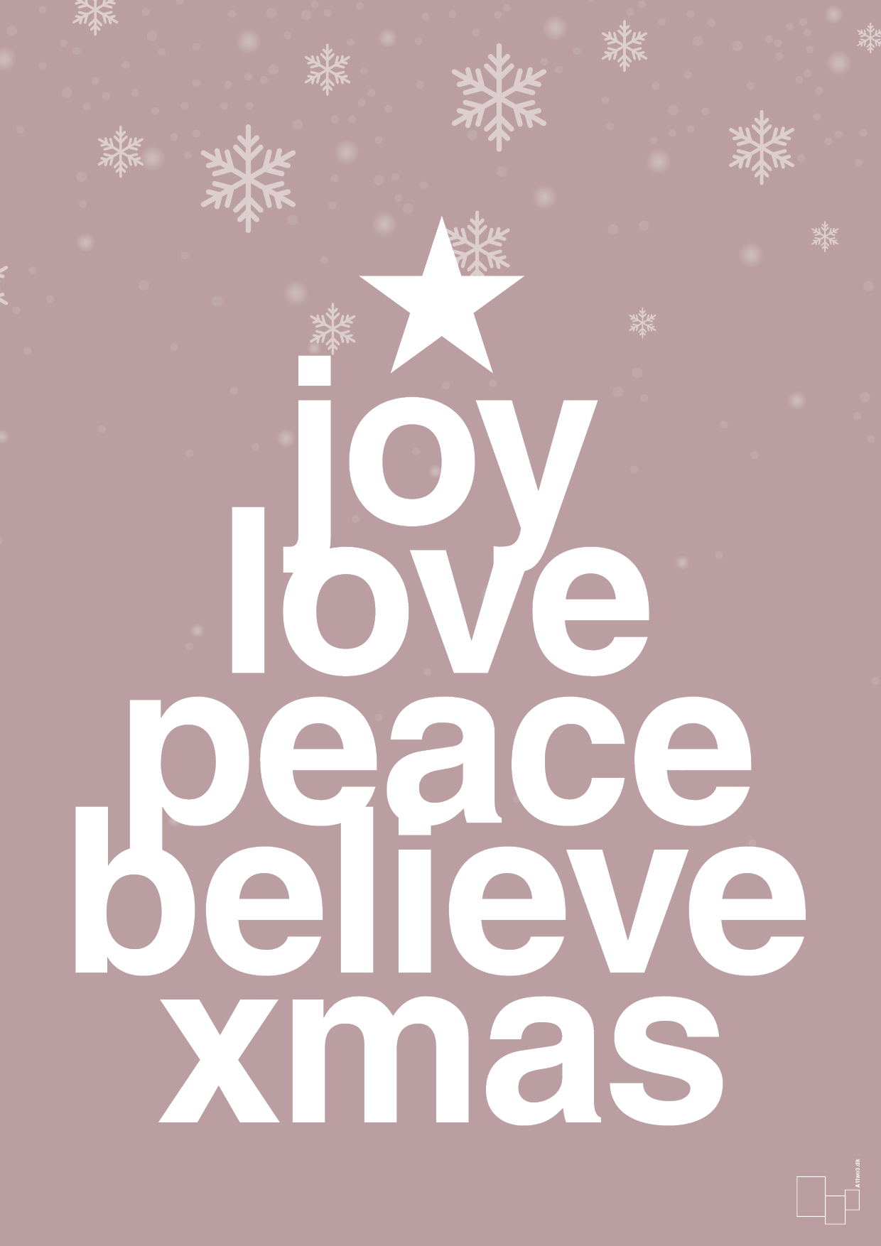 plakat: joy love peace belive xmas - light rose-Jul-A1two3