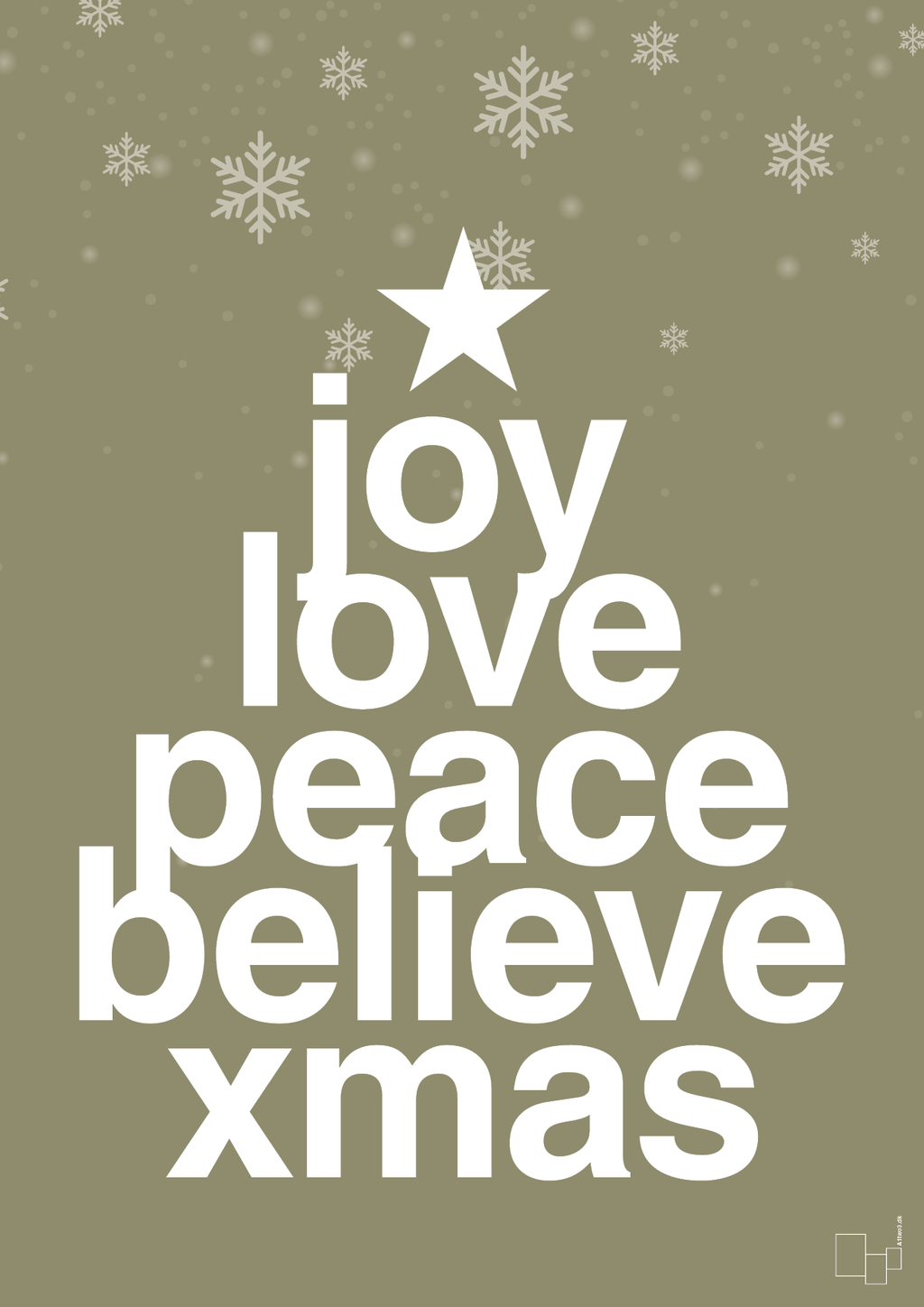 plakat: joy love peace belive xmas - misty forrest-Jul-A1two3