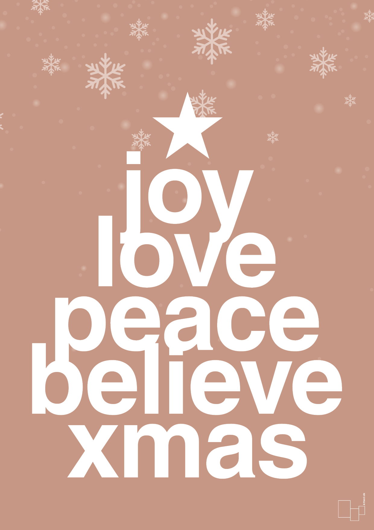 plakat: joy love peace belive xmas - powder-Jul-A1two3