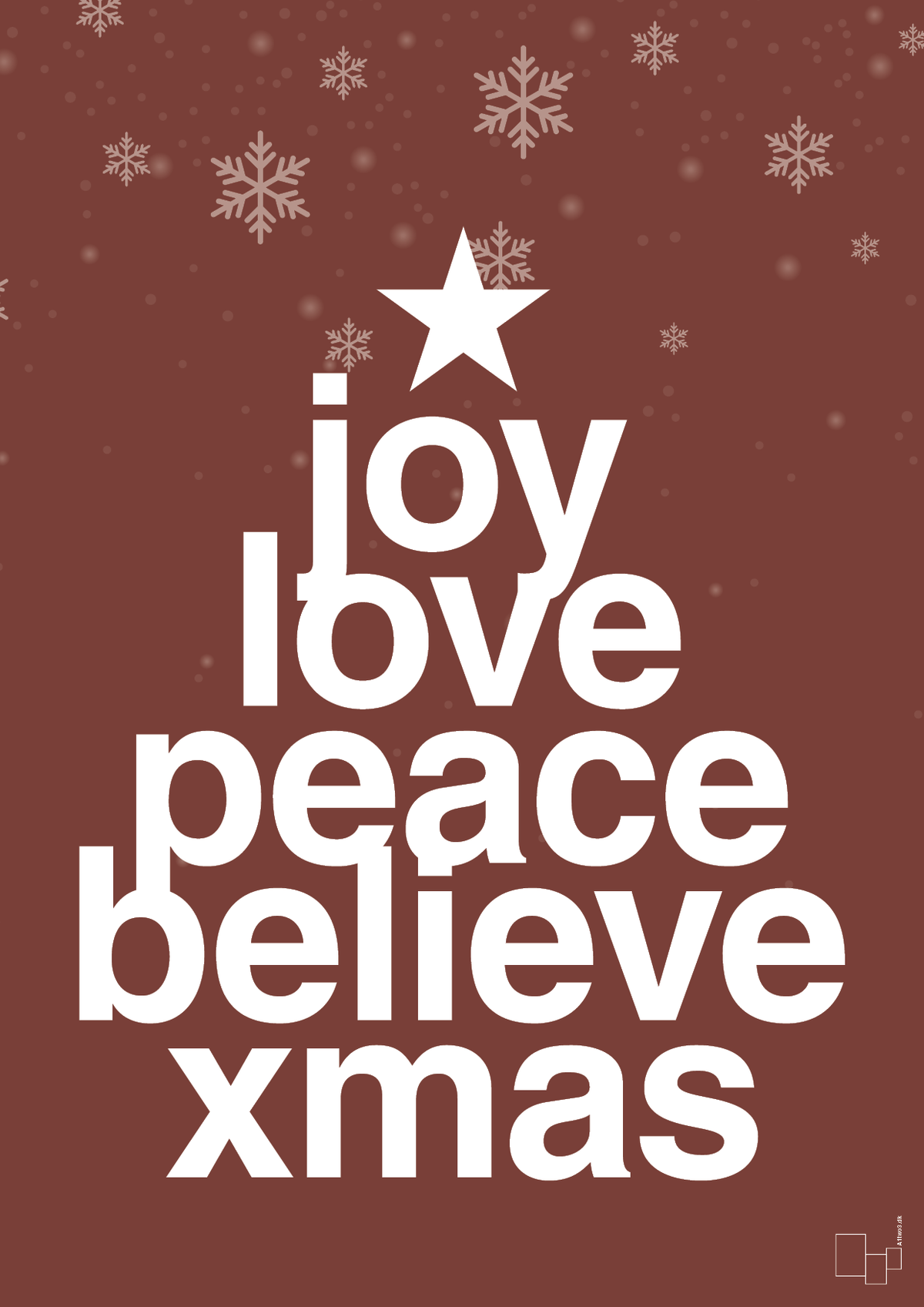 plakat: joy love peace belive xmas - red pepper-Jul-A1two3
