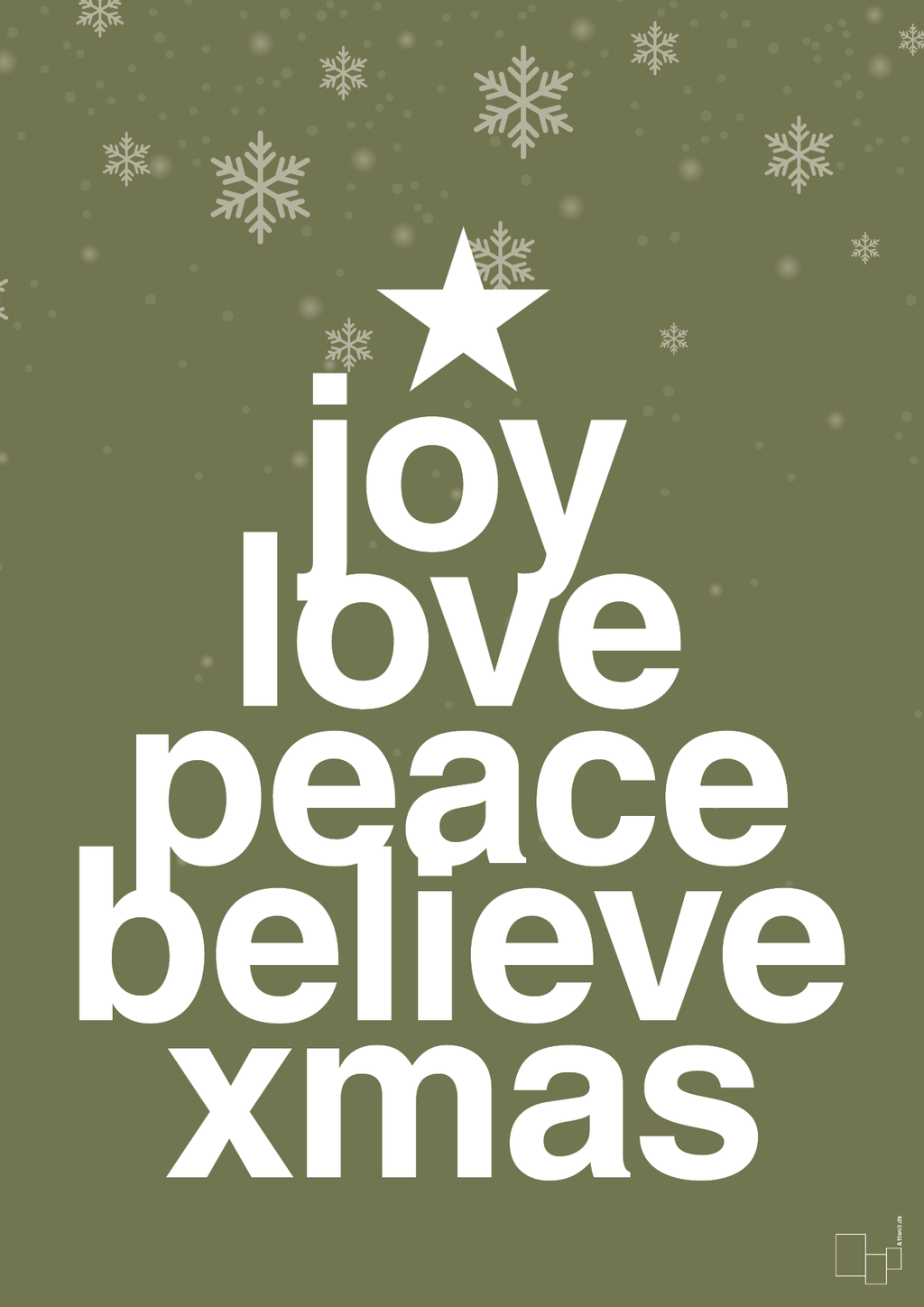 plakat: joy love peace belive xmas - secret meadow-Jul-A1two3