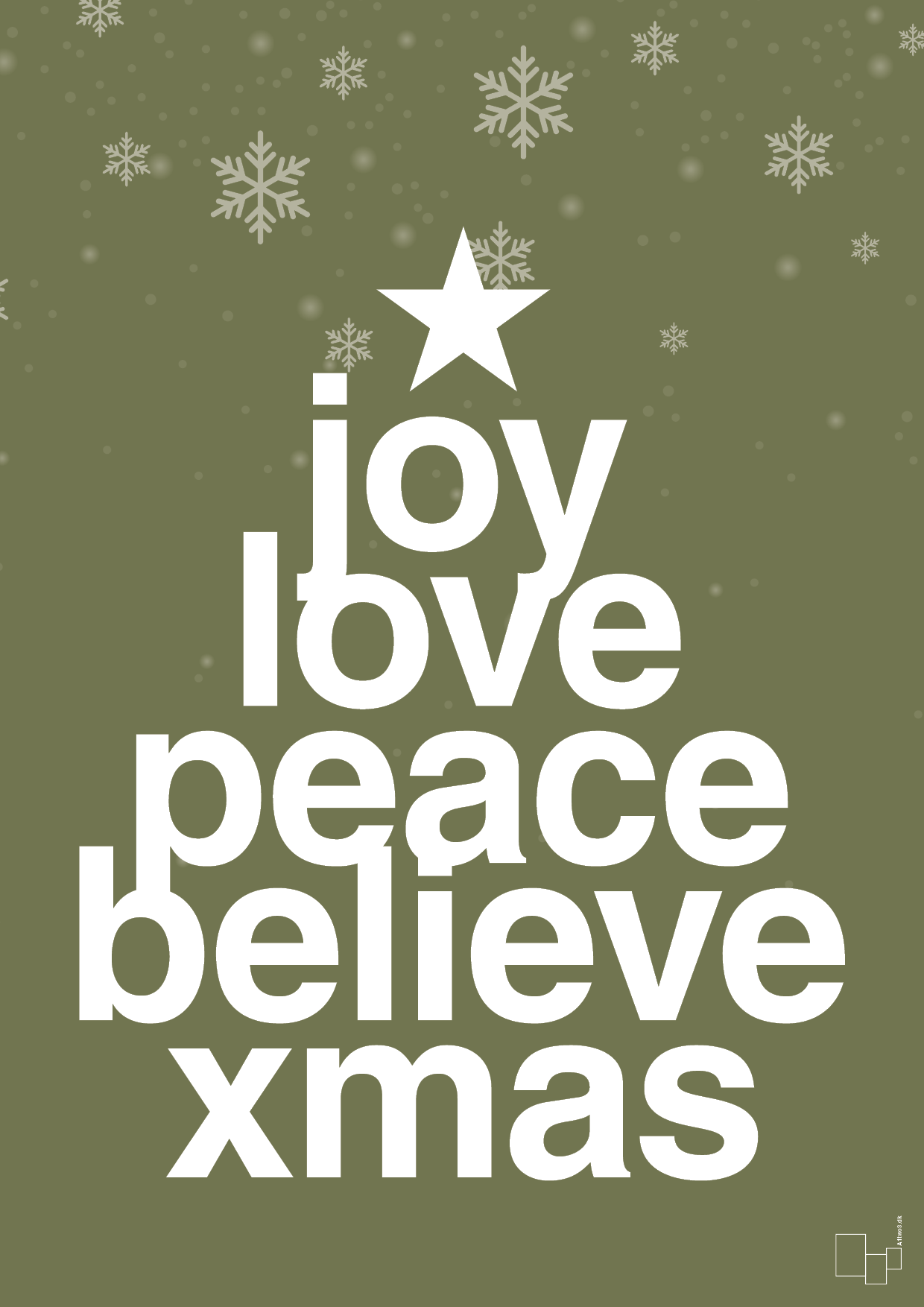 plakat: joy love peace belive xmas - secret meadow-Jul-A1two3
