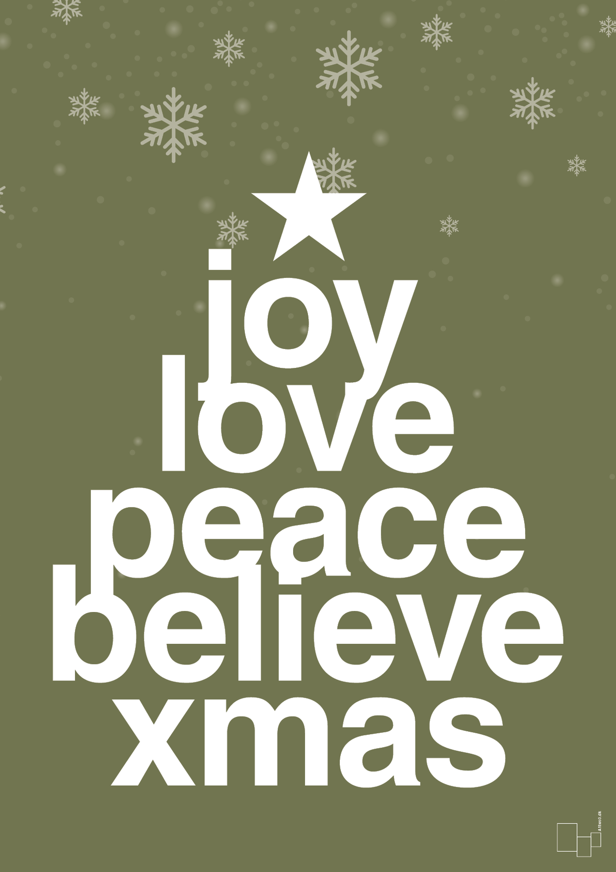 plakat: joy love peace belive xmas - secret meadow-Jul-A1two3