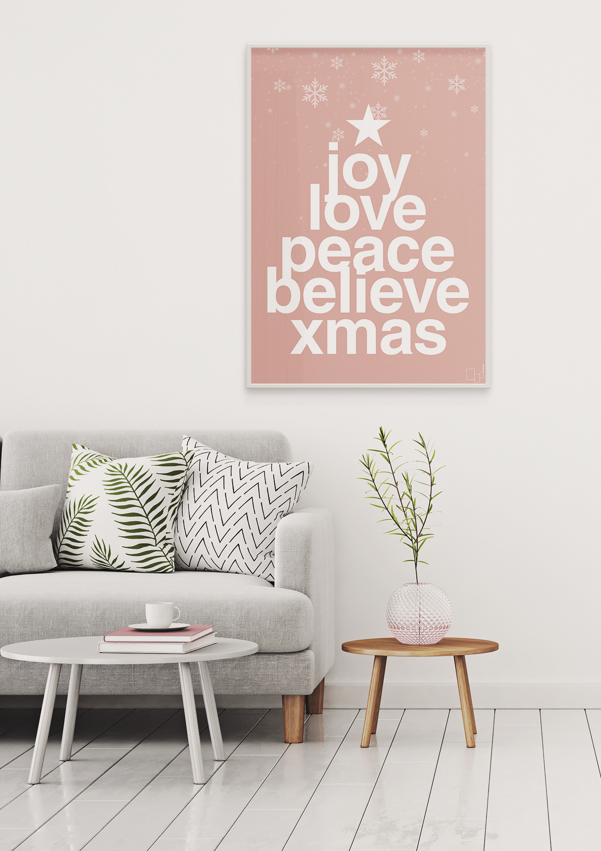 plakat: joy love peace belive xmas - graphic charcoal-Jul-A1two3