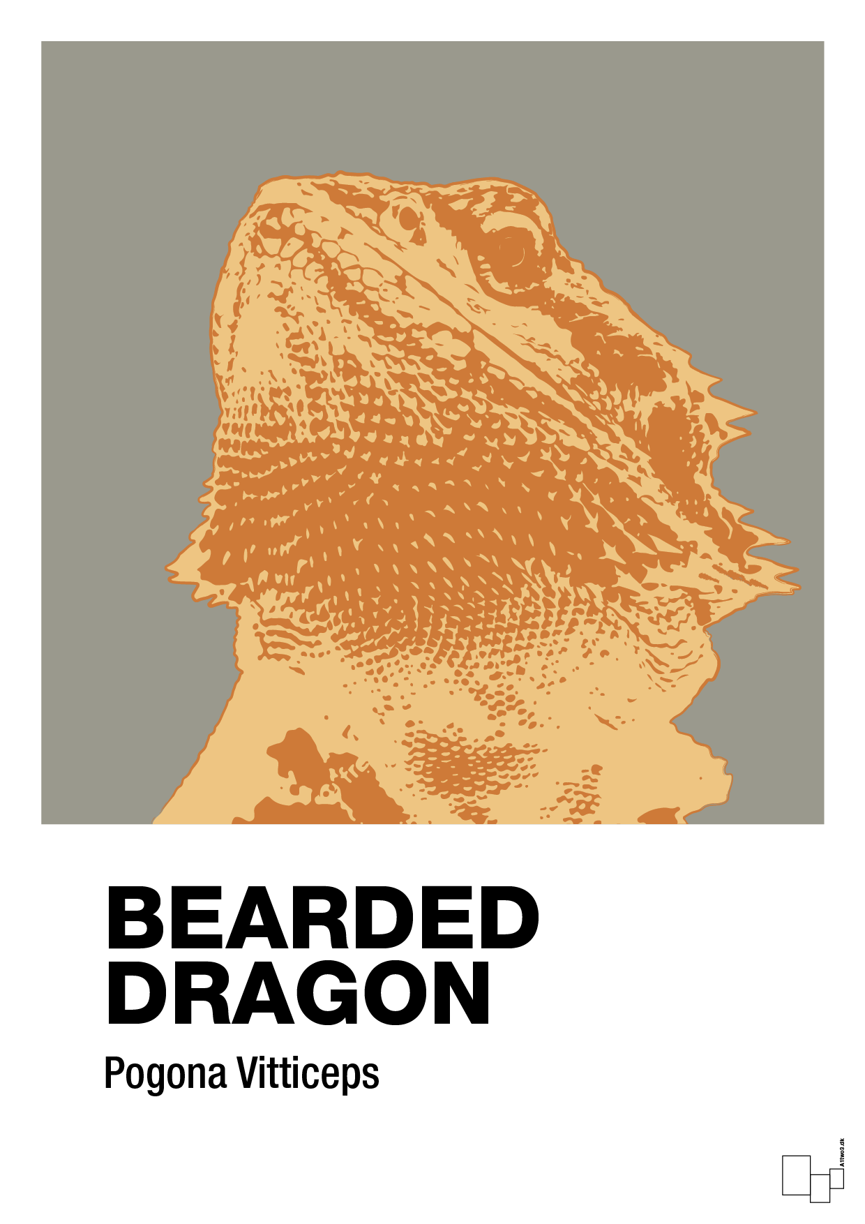 plakat: bearded dragon - battleship gray-Dyr-A1two3