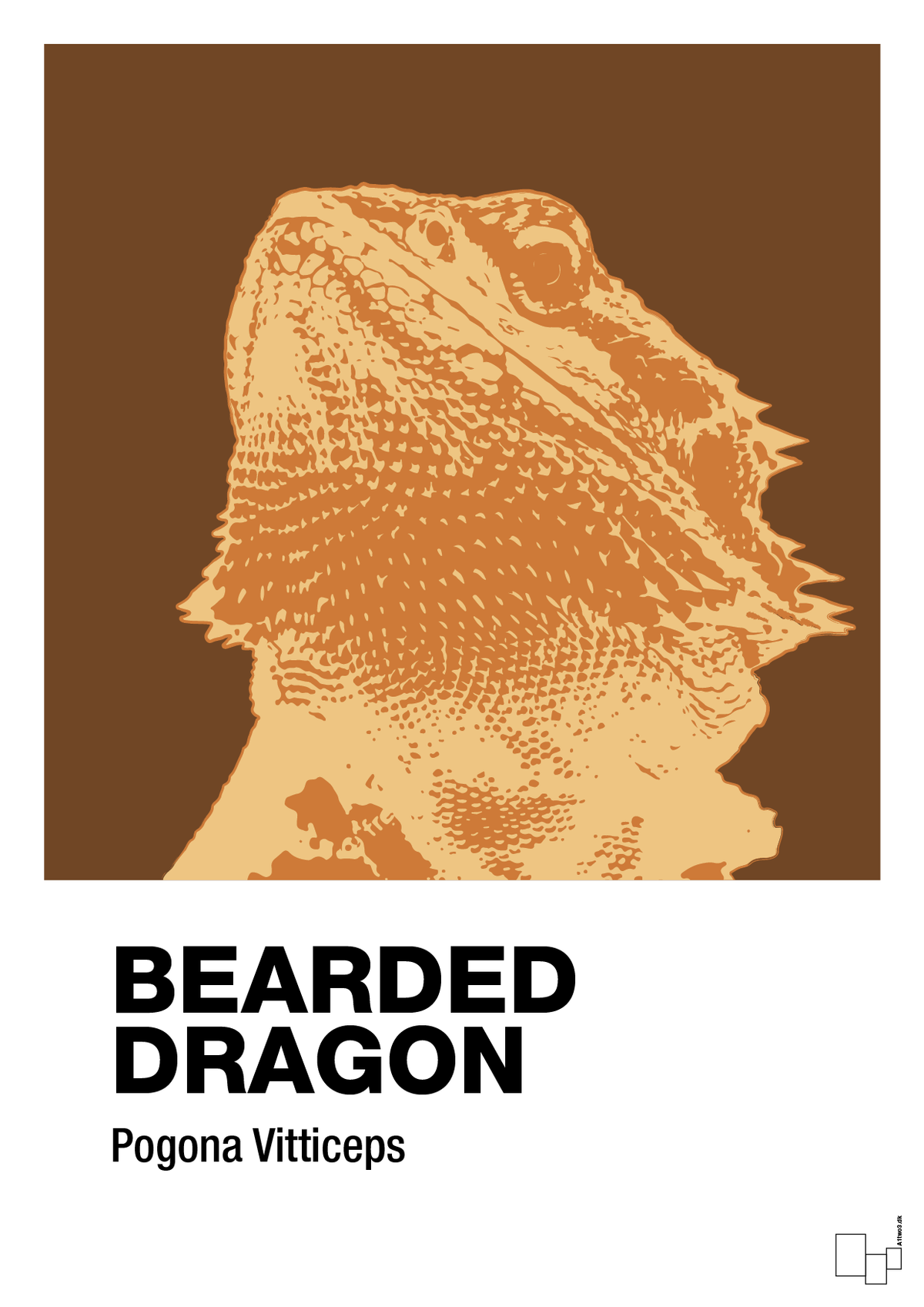 plakat: bearded dragon - dark brown-Dyr-A1two3