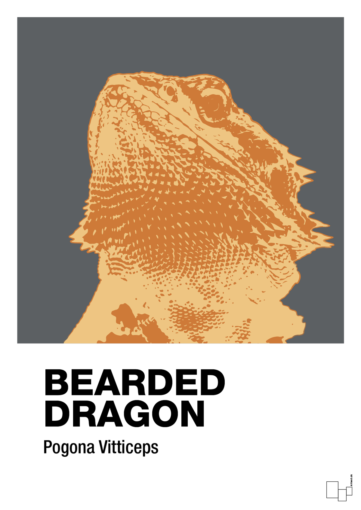 plakat: bearded dragon - graphic charcoal-Dyr-A1two3