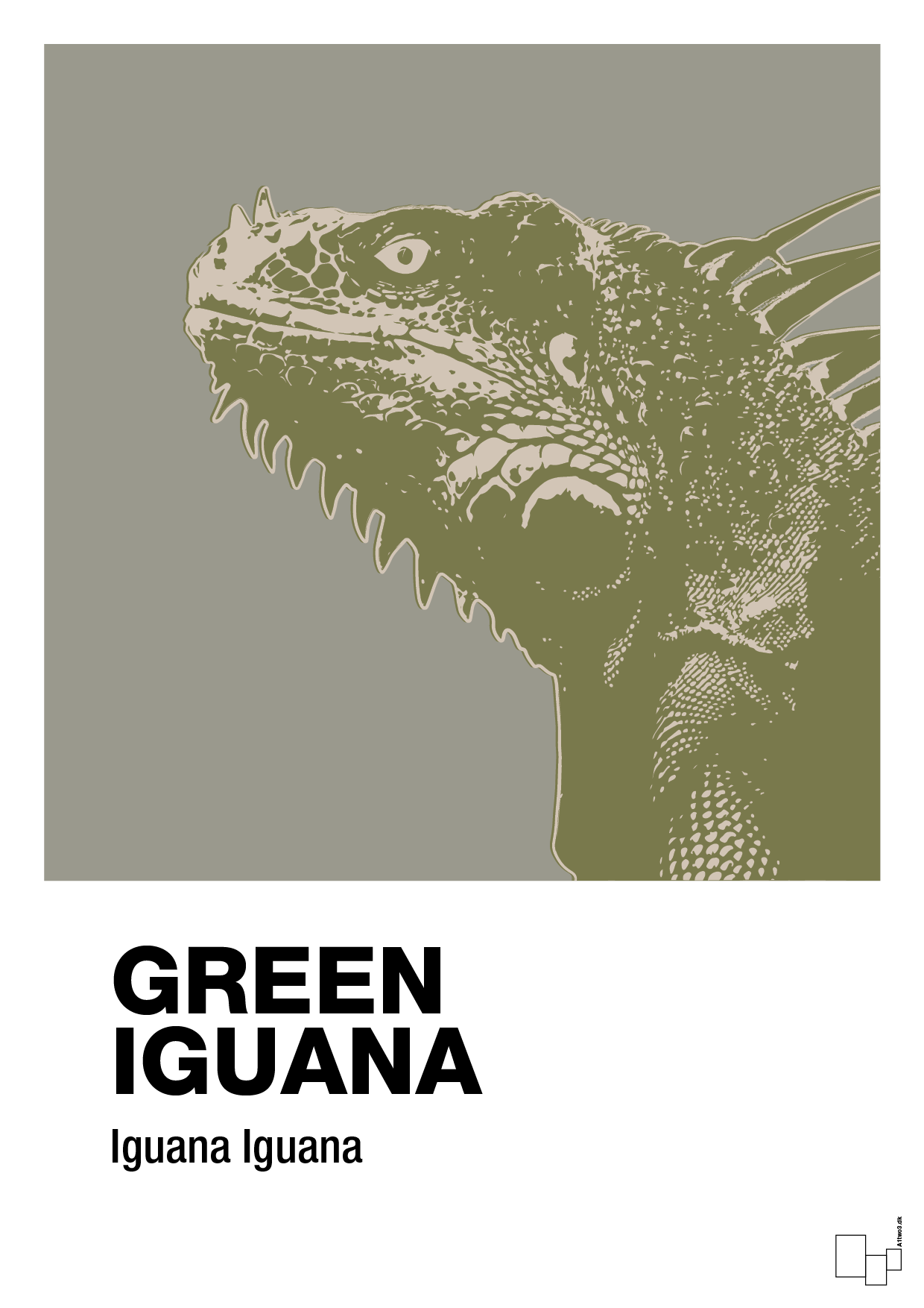 plakat: green iguana - battleship gray-Dyr-A1two3