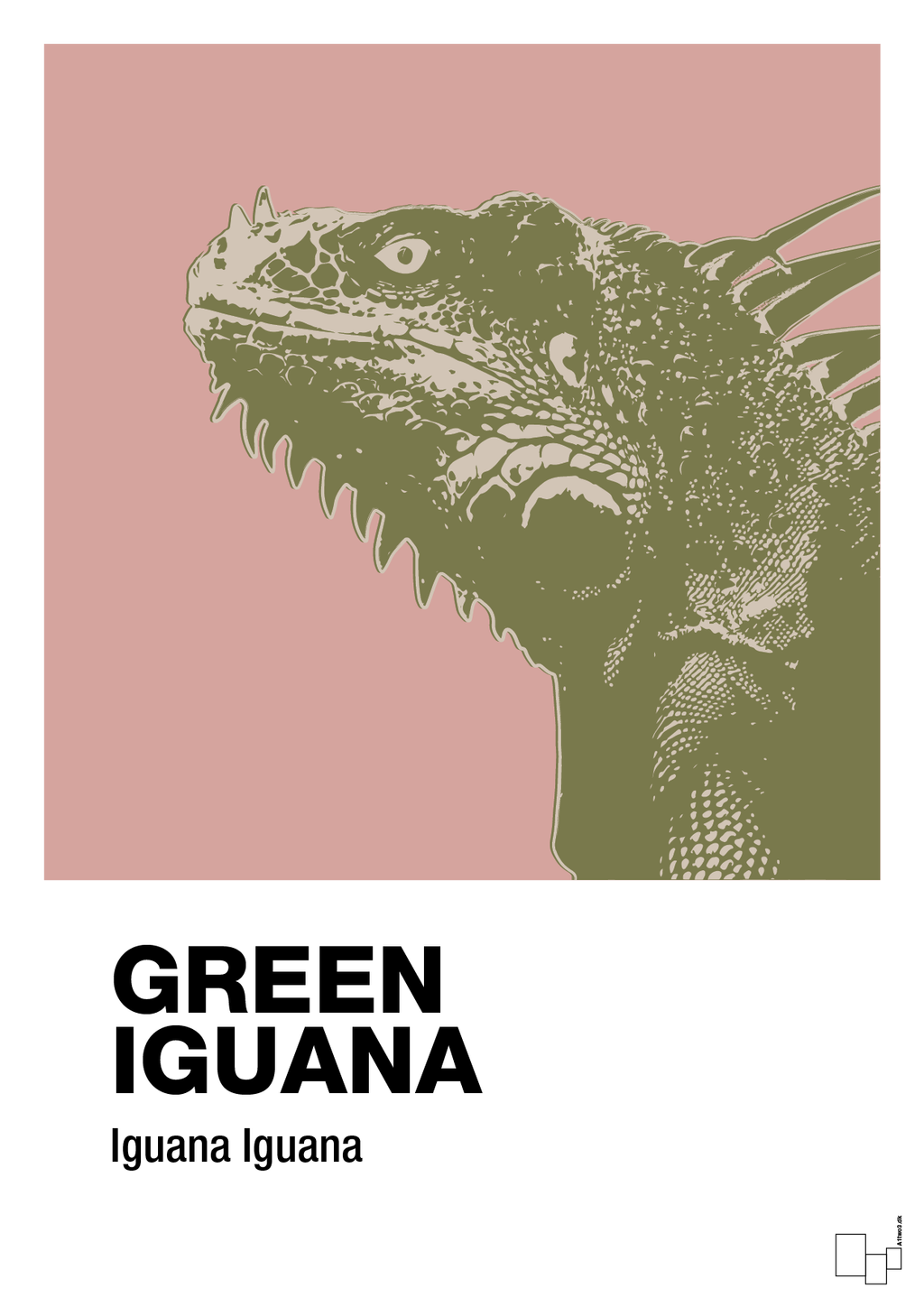 plakat: green iguana - bubble shell-Dyr-A1two3