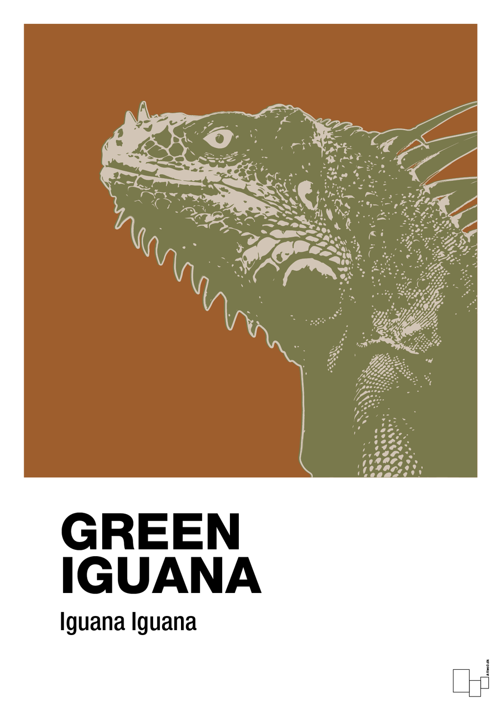 plakat: green iguana - cognac-Dyr-A1two3