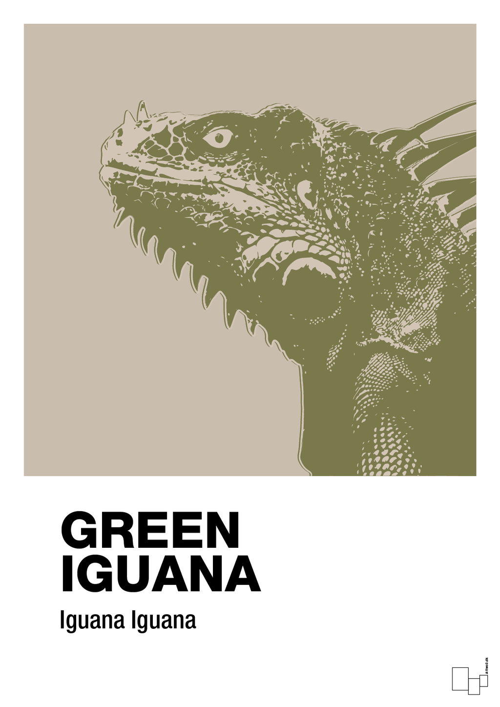 plakat: green iguana - creamy mushroom-Dyr-A1two3