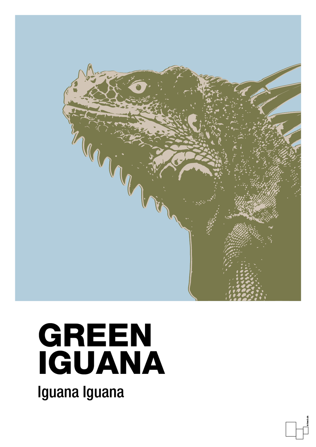 plakat: green iguana - heavenly blue-Dyr-A1two3